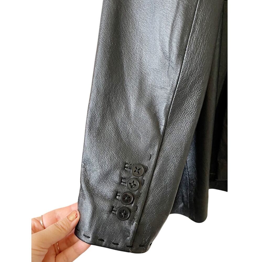 Venezia Genuine Leather Blazer Jacket Black Plus Size 18/20 Classic Tailored - Picture 10 of 11